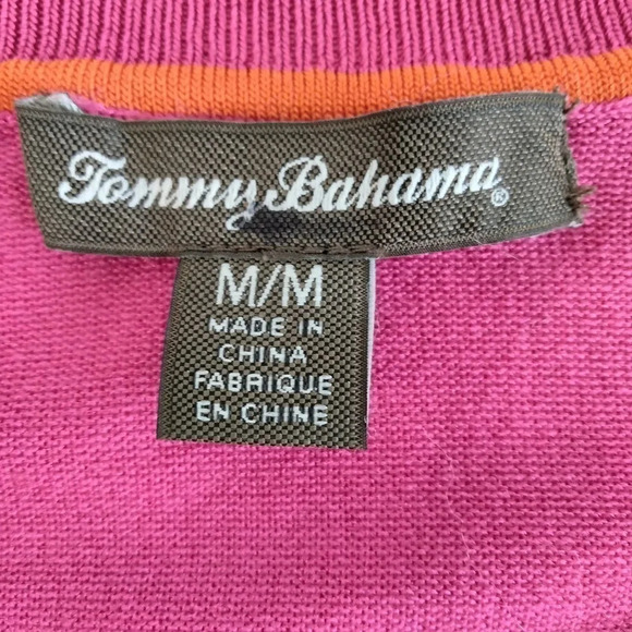 Tommy Bahama Womens M Pink/White Orange Stripe Scoop Neck Pullover TINY FLAW - Picture 5 of 9